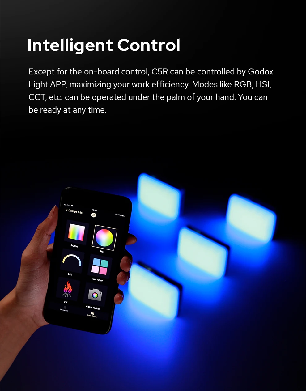 C5R 5W 2500-8500K Knowledge RGB Creative Light Portable Mini Pocket RGB Video Li