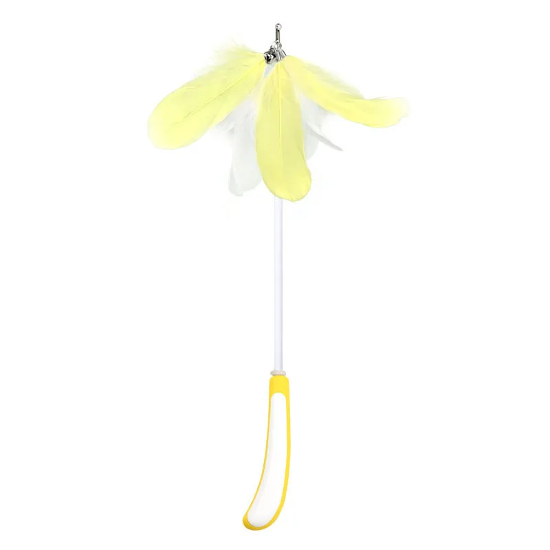 Interactive Cat Feather Toy Feather Teaser Stick Wand Pet Retractable Feather Bell Refill Replacement Catcher Product for Kitten