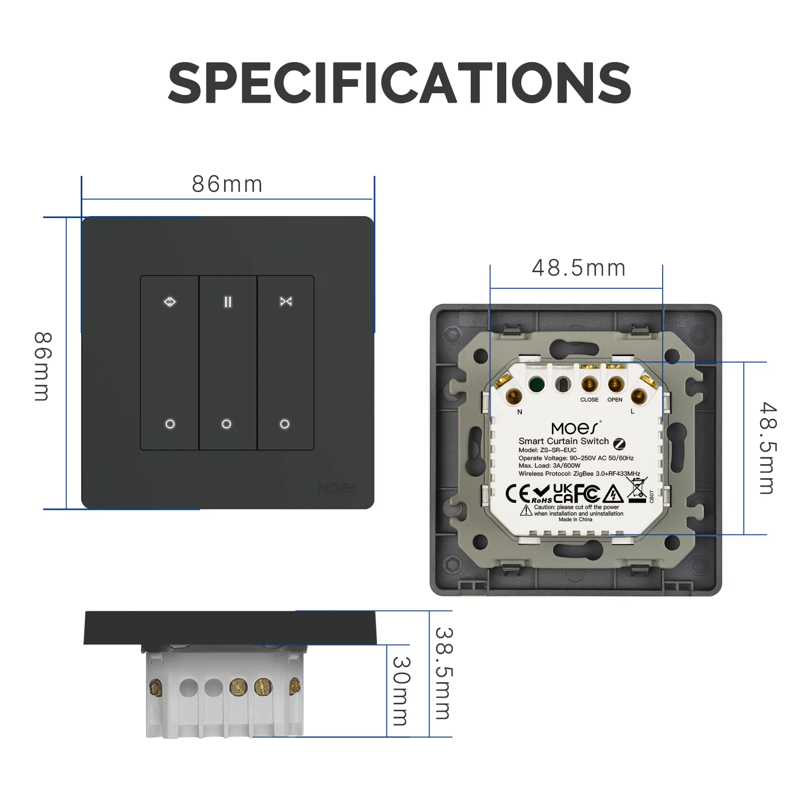 Smart ZigBee Star Ring Curtain Switch For Roller Shutter Electric Curtains Blind
