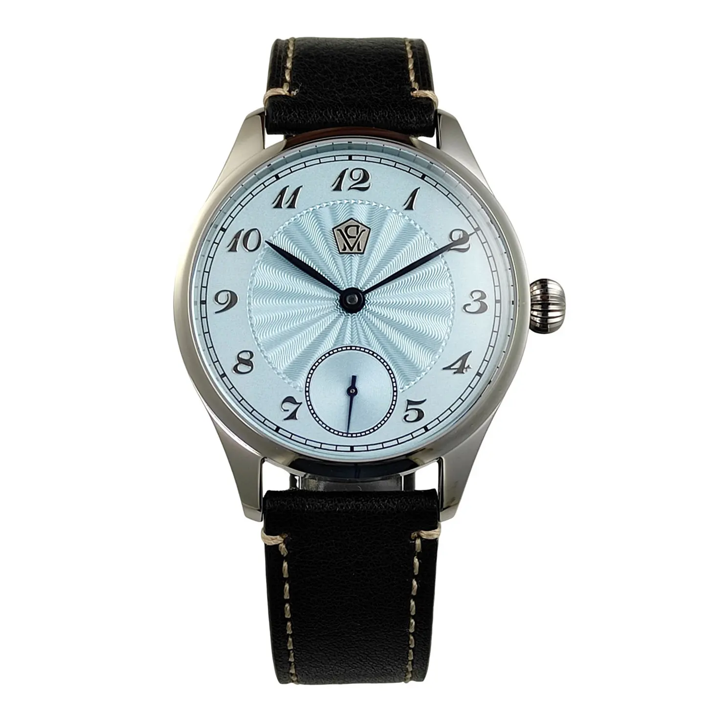 40MM manual mechanical watch with guilloche dial, 3D silver markers, blued hands, Sea-Gull ST3621, Jones Sword style, business w - 2