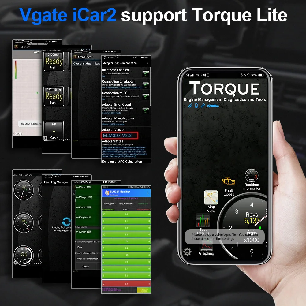 Vgate iCar2 ELM327 V2.2 OBD2 Scanner For Android iOS Bluetooth 3.0 WiFi OBD 2 Car Diagnostic Tool Code Reader PK KONNWEI KW906