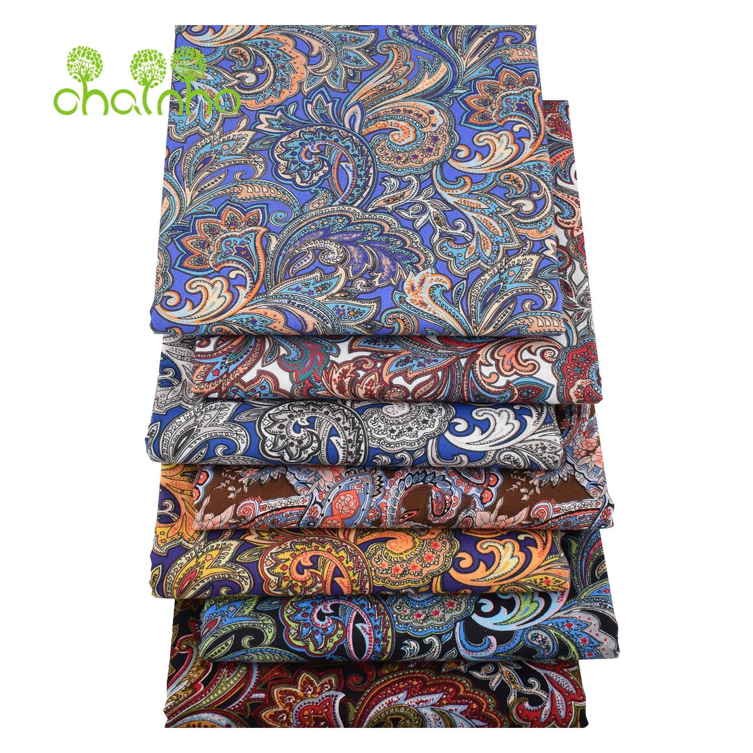 Chainho,Printed Plain Weave Poplin Cotton Fabric,DIY Quilting Sewing Material,Patchwork Cloth,Floral Series,2 Sizes,15PC230