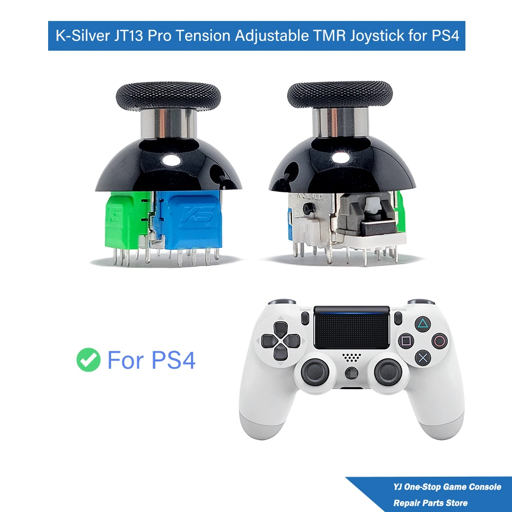 K-실버 JT13 프로 JT13-009 320 ° PS4, PS5, 스위치 프로, Xbox, Xbox 엘리트 1 교체용 텐션 조절 가능 TMR 조이스틱, 드리프트 없음