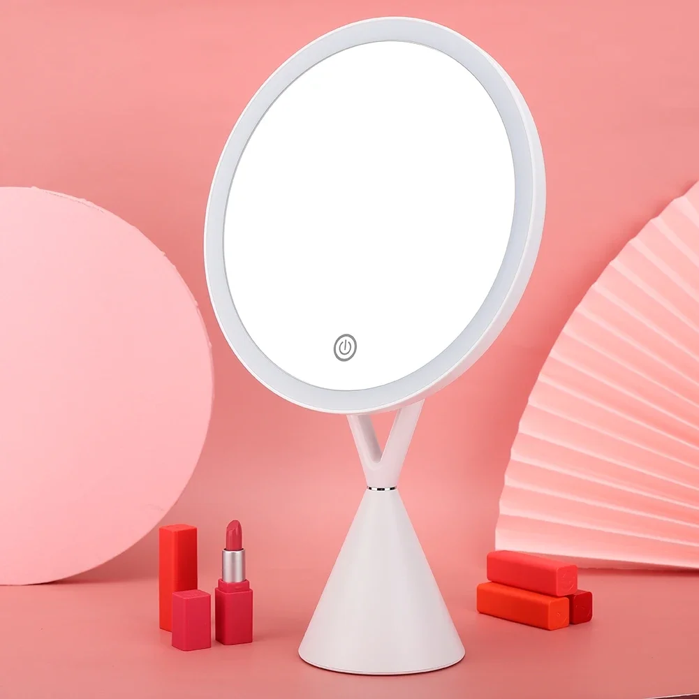 LED Light Makeup Mirror Touch Button Home Desktop USB Charging Adjustable Cosmetic Mirror 1X + 5X Magnifying Glass Espejo 거울 10x jewelry magnifying glass mini lupa pocket magnifier folding loupe optical lens jeweler tool magnifying triplet glass jewelry