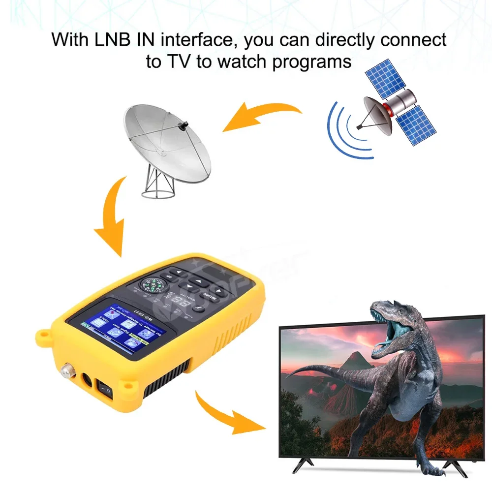 Woopker WS 6933 Digital HD Satelliten Satellite Finder DVB S2 /S FTA C&KU Sat-Finder with Compass Konwerter