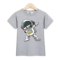 2024 New Children Summer Tops Astronaut Cartoon T-shirt Baby Boys Short Sleeves Shirt 3-14T US Size Clothing 2