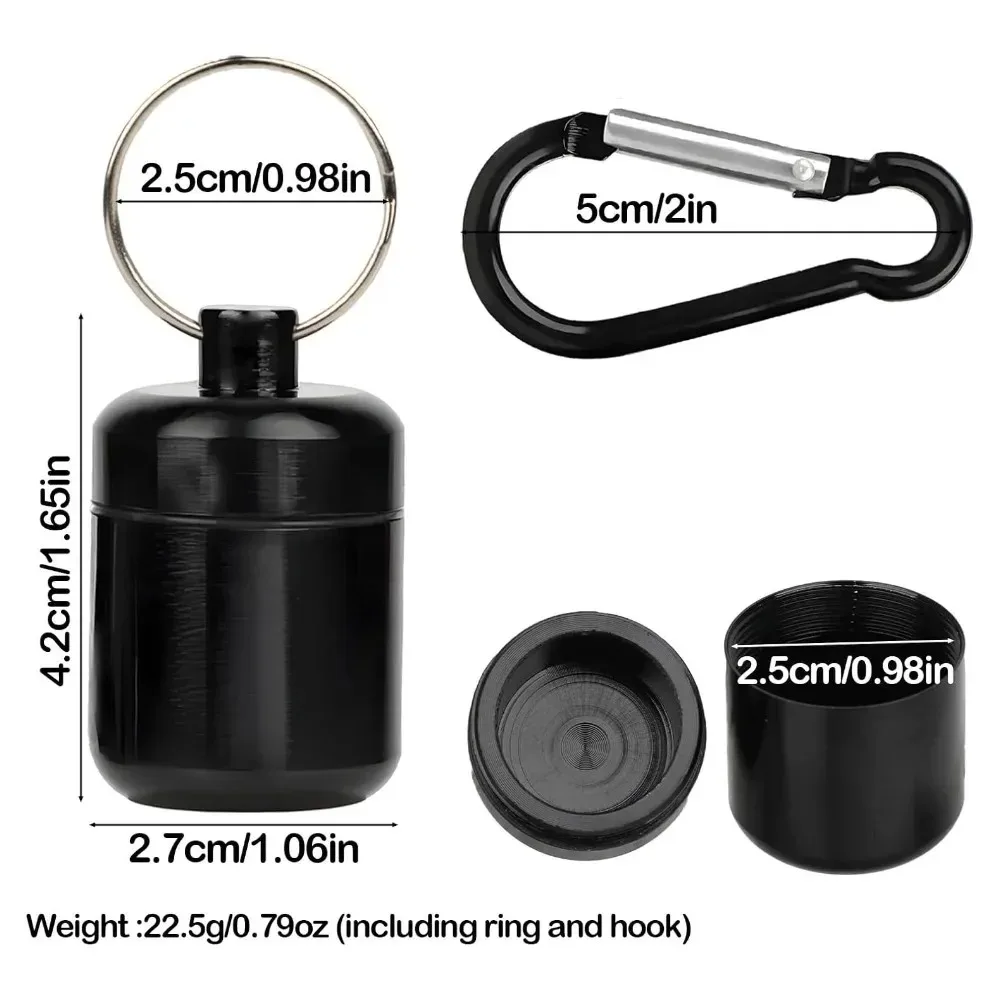 Waterproof Aluminum Pill Box with Sealed Storage and Keychain