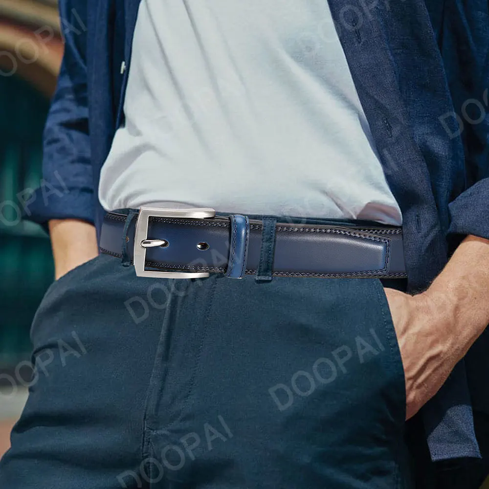 2025 Men Belts Pin Buckle Metal Automatic Buckle Belt Genuine Leather Male Belt Strap Male Black Coffee Brown WaistBelts for Men