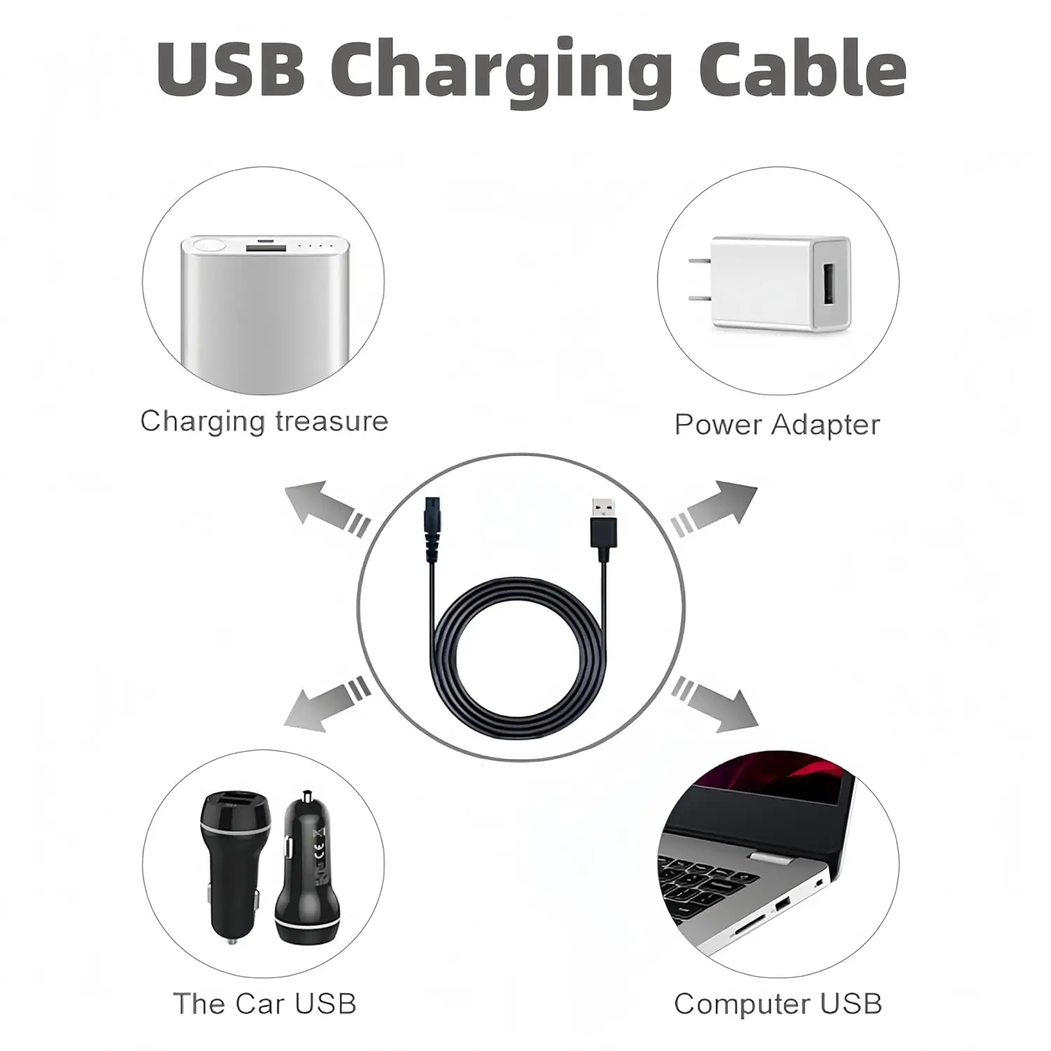 2pack USB Charging Cord 5V Charger for Latest Version Philips Norelco 2400 X3001/90, X3052/91, QP2834/70, QP2724/90, QP1924/70