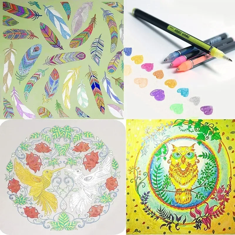 Gel Pens 12-60Pcs Metallic Glitter Colors Gel Pens 100 Colored Refills Rod Stationery Highlighter School Coloring Drawing Art Markers