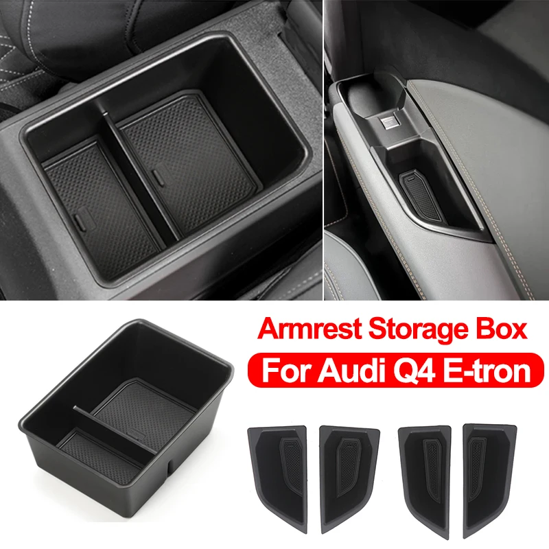  Car Front Door Storage Box Compatible with Audi Q4 E-Tron Car  Front Side Door Handle Storage Box Organizer Tray Door Armrest Organizer  Handle Pocket Tray Insert Glove Pallet Tray Interior Accessories 