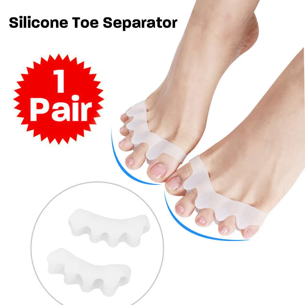 1pair Five Holes Toe Separators Highly Elastic Soft Silicone Toe Correction Pain Relief Hallux Valgus Corrector Foot Care Tools toe separators toe corrector toe spreader