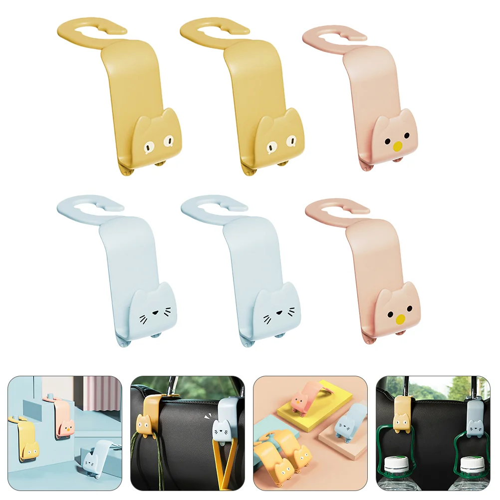 

6 Pcs Decorate Hook up Interior Car Accessories Back Headrest Clips Pp Cartoon Seat
