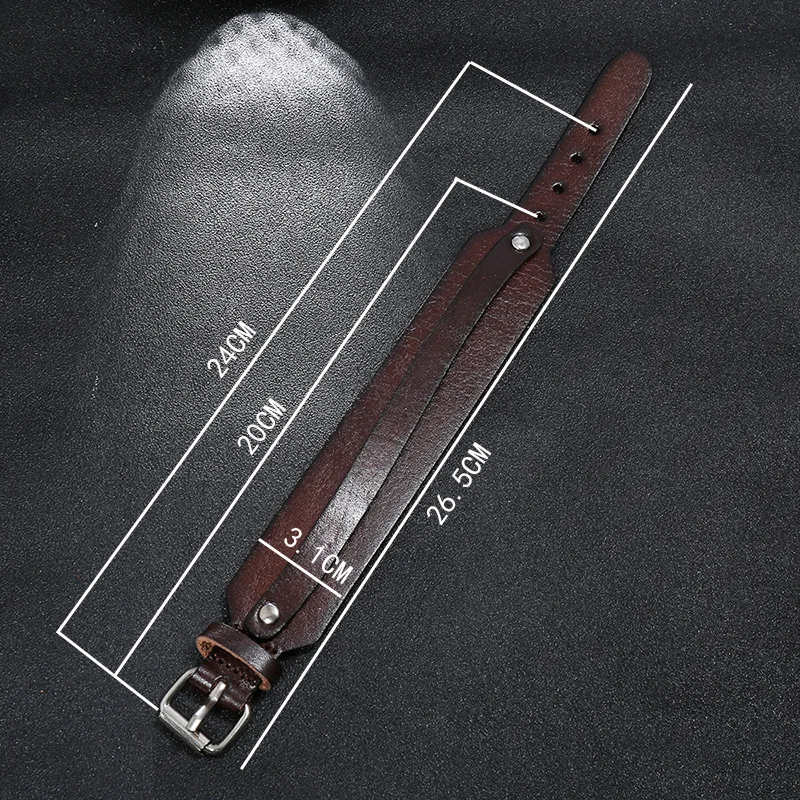 Leather Bracelet Men Jewelry Adjustable Wristband