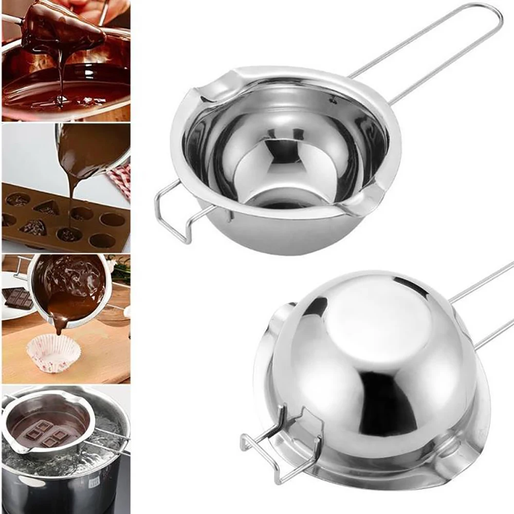Long Handle Kitchen Chocolate Butter Melting Pot Stainless Steel Candle Soap Melting Non-stick Tool Kitchen DIY Accessories