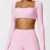 Winter Yoga Long sleeved Women's Outdoor Running Fitness Wear T-shirt Long sleeved Yoga Shirt Gym Push Up Workout Sports Top