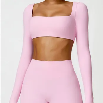 Winter Yoga Long sleeved Women's Outdoor Running Fitness Wear T-shirt Long sleeved Yoga Shirt Gym Push Up Workout Sports Top 1