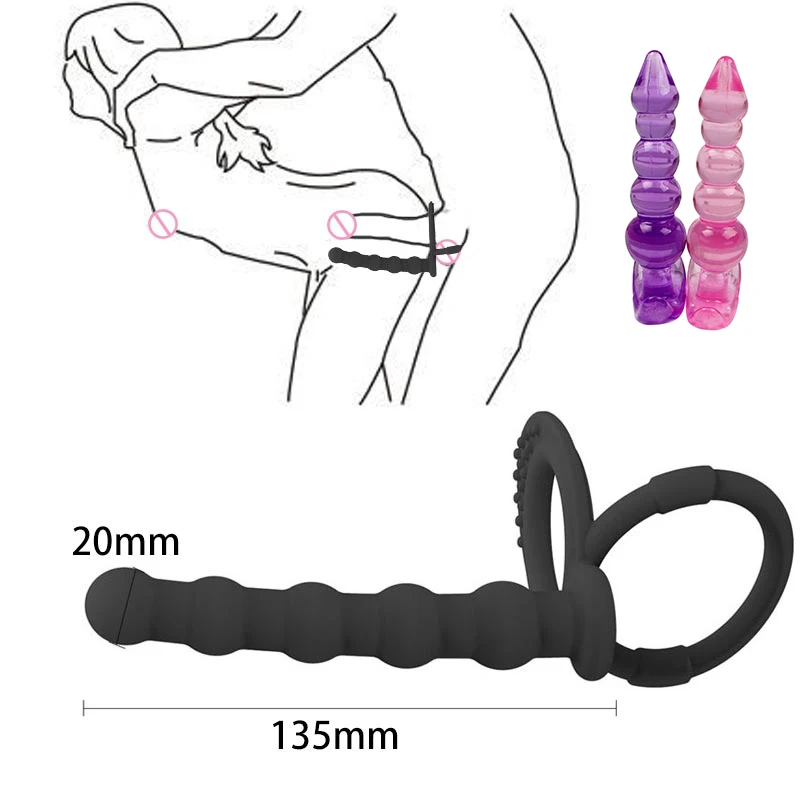 Sex Toys Double Penetration Dildo Rings Strap On Penis Delayed Ejaculation Anal Beads Butt Anus Vaginal Massager Sex Toys For Men Couples