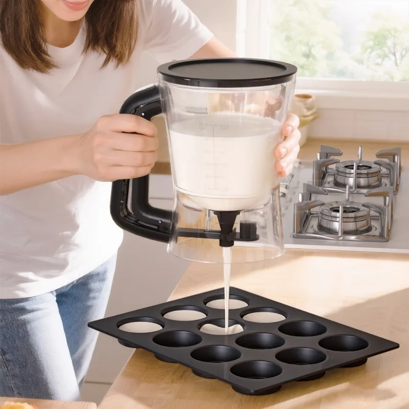New Batter Dispenser with Measuring Cup - Precision Pouring Funnel for Cupcakes & Muffins, Easy-Squeeze Handheld Baking Tool