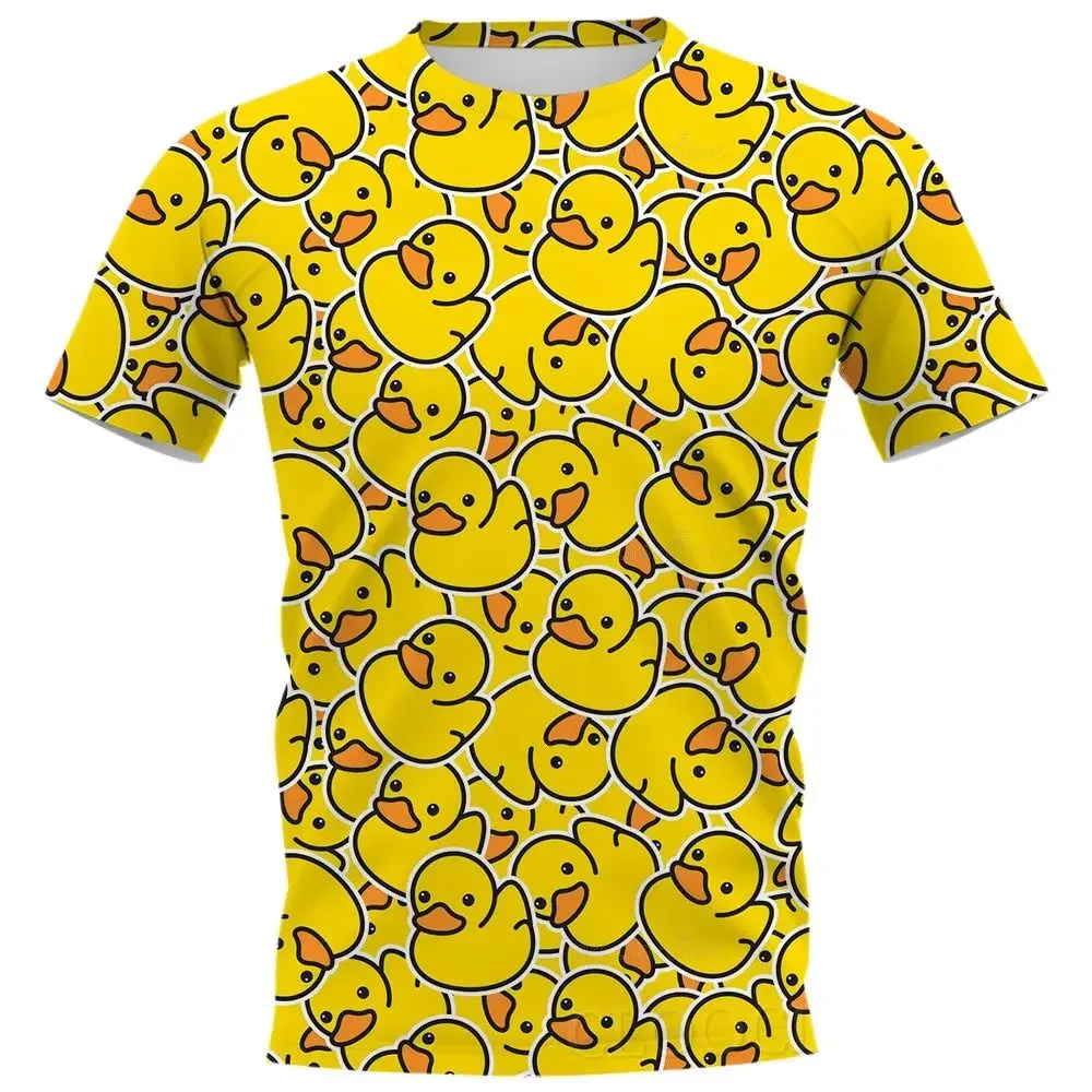 Funny Cartoon Yellow Duck Men's T-shirt Prank Cosplay Yellow Duck 3d Digital Printed Men's T-shirt for Men and Women