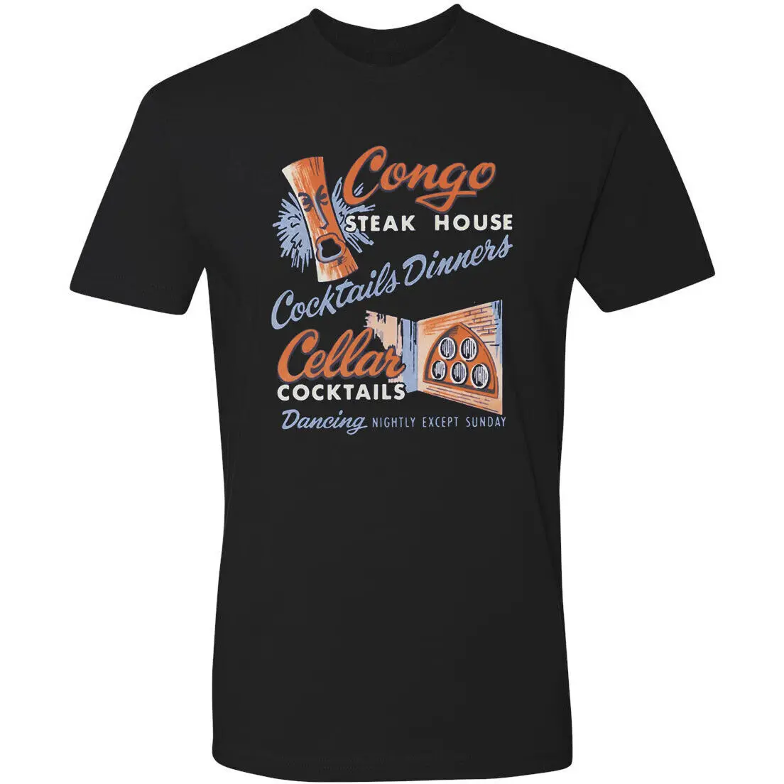 Tiki Tee T Shirt Retro Vtg Art Bar Mug Restaurant Congo Steak House Cocktail