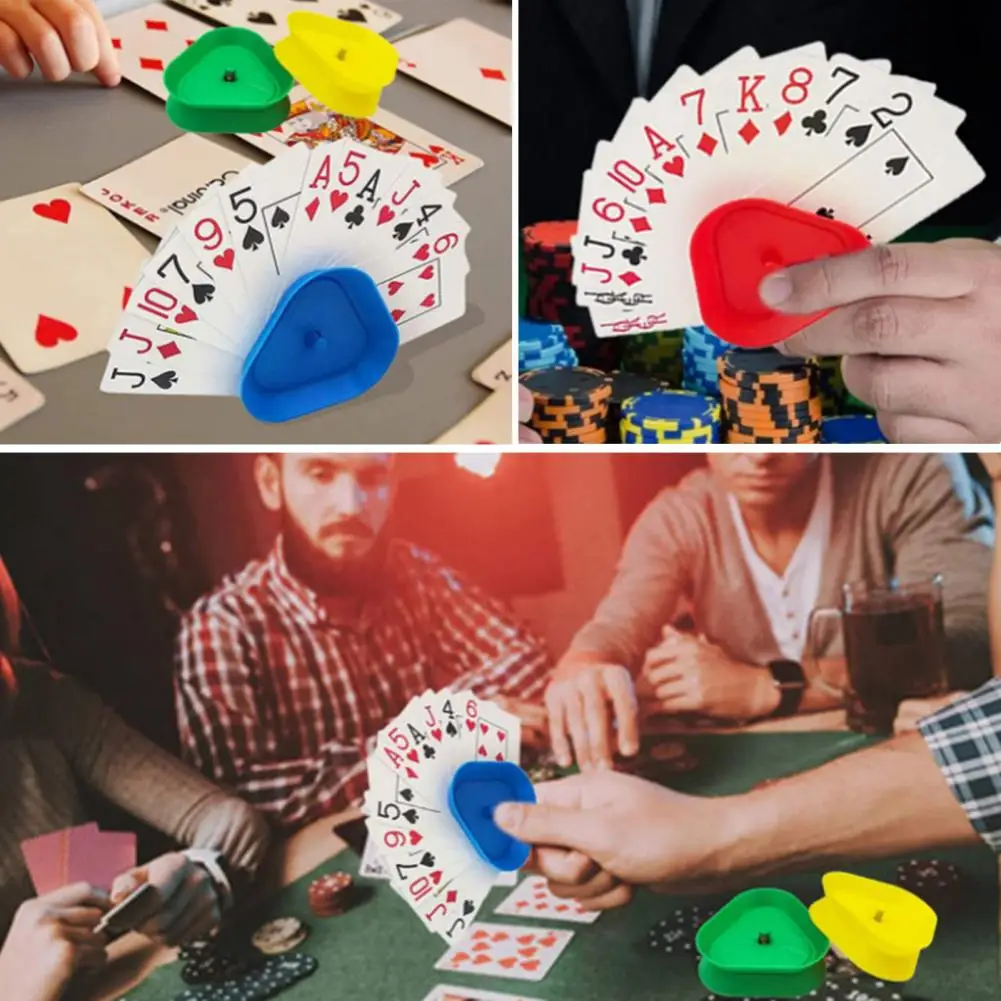 Card Holders 4pcs Card Game Holder Hands-Free Playing Card Holder Board Triangle Shaped Poker Rack Plastic for Seniors Children Adults