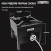1-Burner Outdoor Propane Gas Cooker 260000 BTU with 0-30 PSI Adjustable Regulator and Steel Braided Hose 4