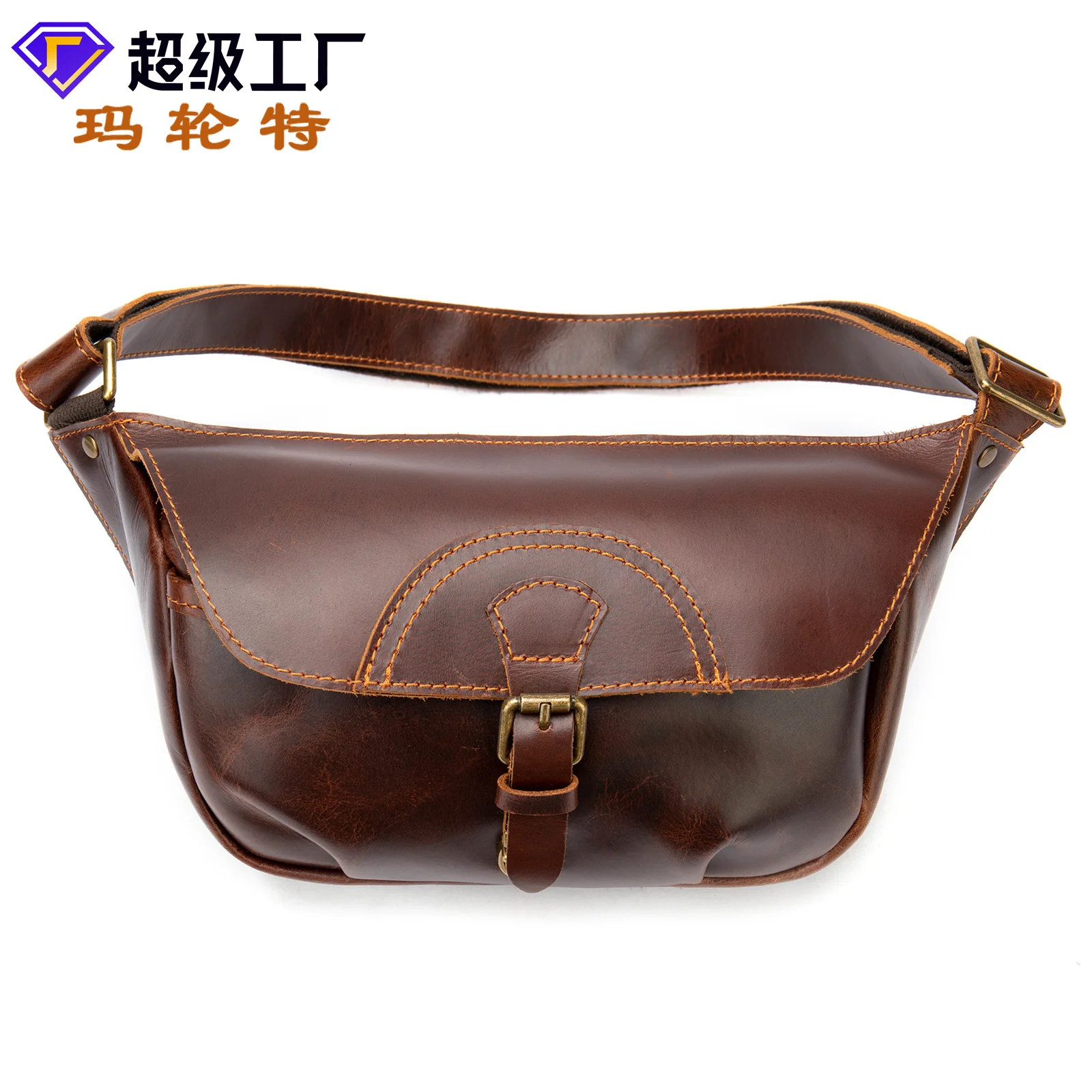 

Malunte new cow leather men's chest bag commuter cross body outdoor