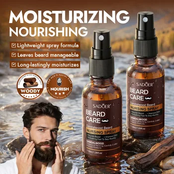 100% Natural Sandalwood Beard Care Spray & Beard Oil — Beard Growth Support, Grooming & Skin Care