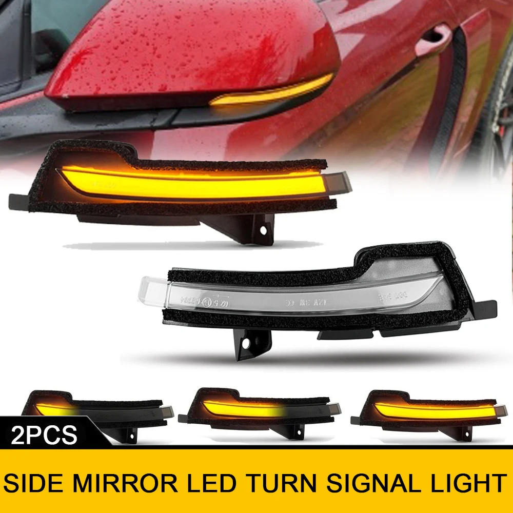 

2Pcs Dynamic Amber Turn Signal Side Rearview Mirror Car LED Lights For Ford Mustang 2015-2021 Accessories