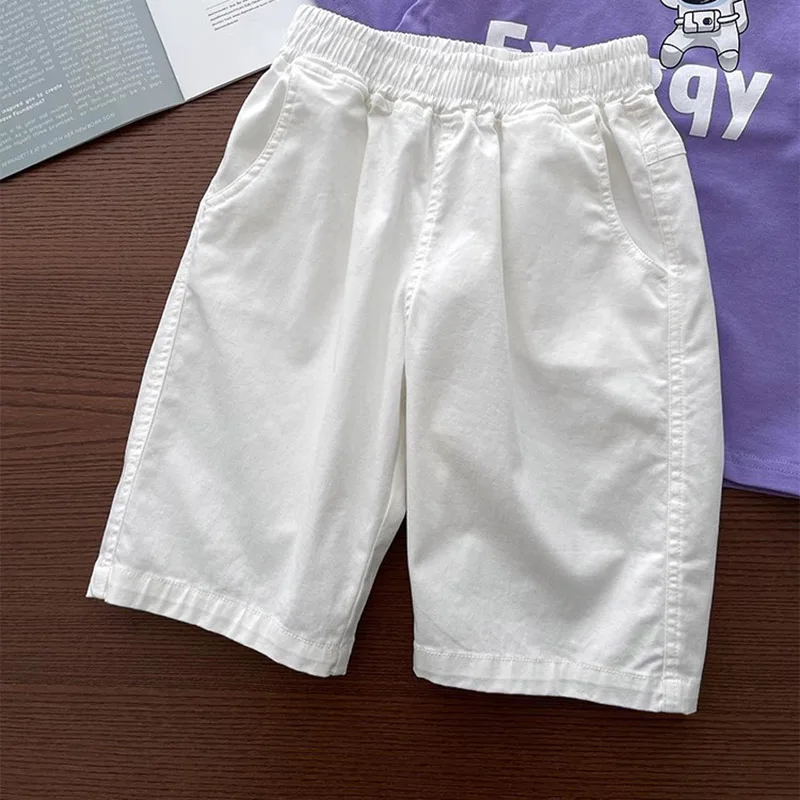 Summer Thin Children Cotton Shorts Solid Color Casual School Boys Beach Shorts
