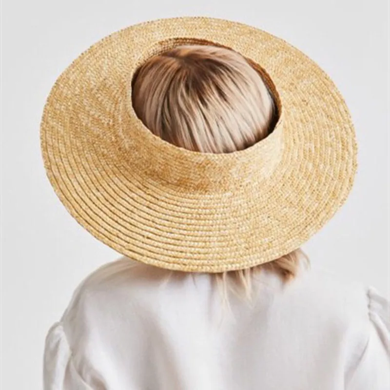 Summer Empty Top Round Sun Hats For Women Elegant Wide Large Brim Beach Straw Hat Casual Panama Caps Uv Protection Cap Sombrero 2