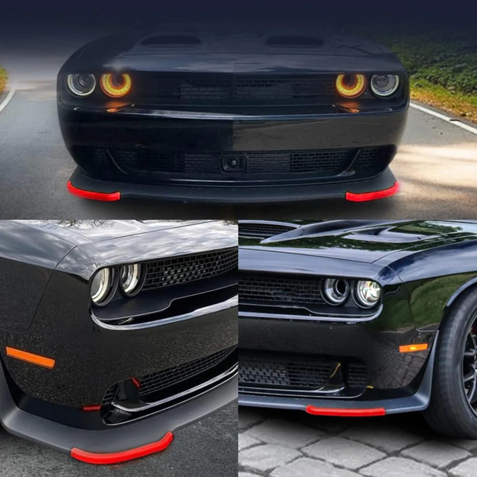 Protezioni Per Paraurti Anteriore Splitter In ABS Rosso Compatibili Con Dodge Challenger SRT Hellcat 2015-2021 - 4