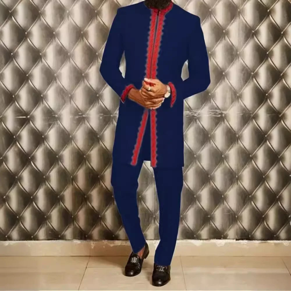 Men's fashion casual print two-piece suit