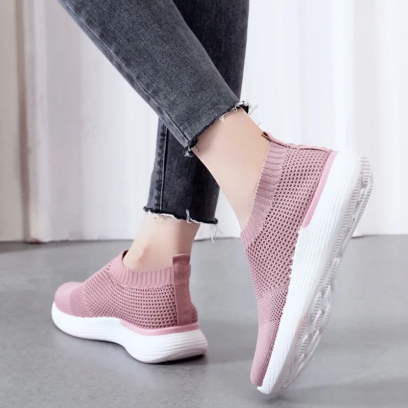 Crestar Women Casual Sports Shoes Outdoor Slip On Lightweight Runing Shoes Breathable Hollowing Mesh Sneakers Leisure Flat Shoes 5