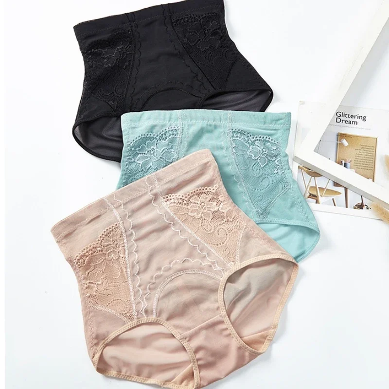 Shapewear Panties Women High Waist Body Shaper Slimming Butt Lifter Shapewear Solid Color Breathable Lace Underwear Tummy Control Panties Hip Pads shapewear panties