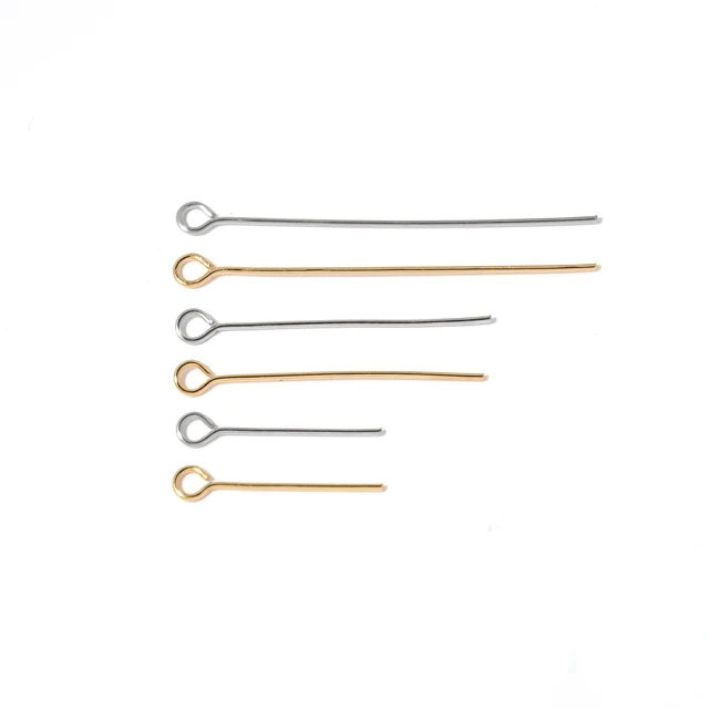 50pcs/Lot 20 30 40mm Stainless Steel Gold Plated Eye Head Pins