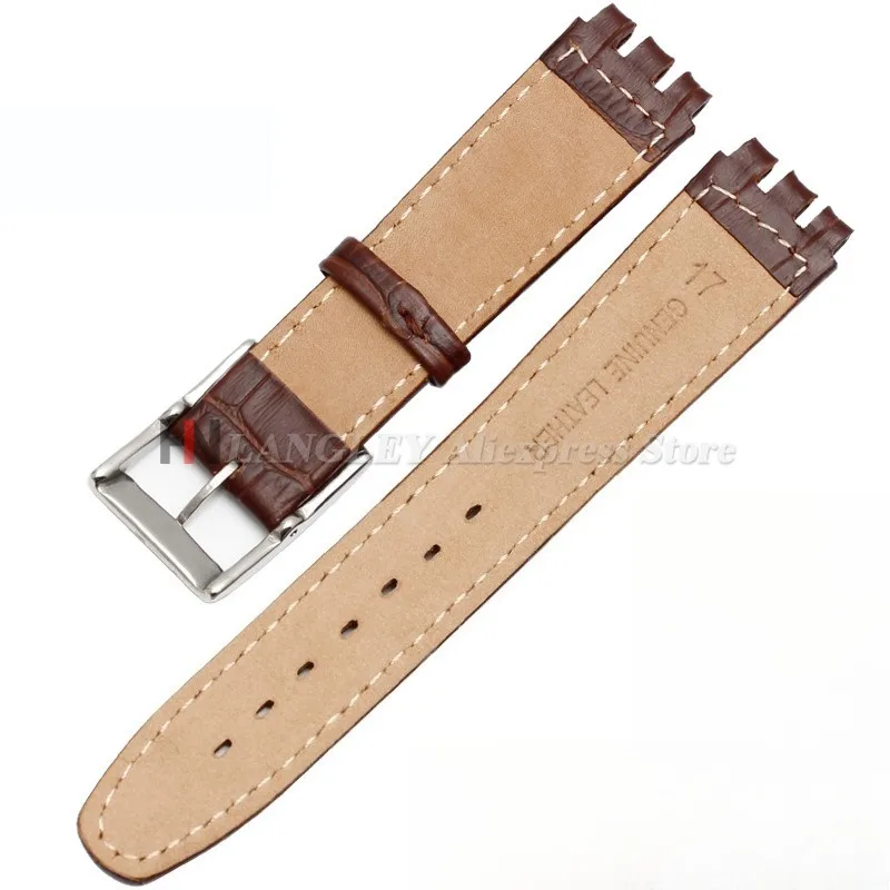 Genuine Cowhide Leather Waterproof Watch Strap – Brown & Black, 17mm/19mm, Unisex Sport Design