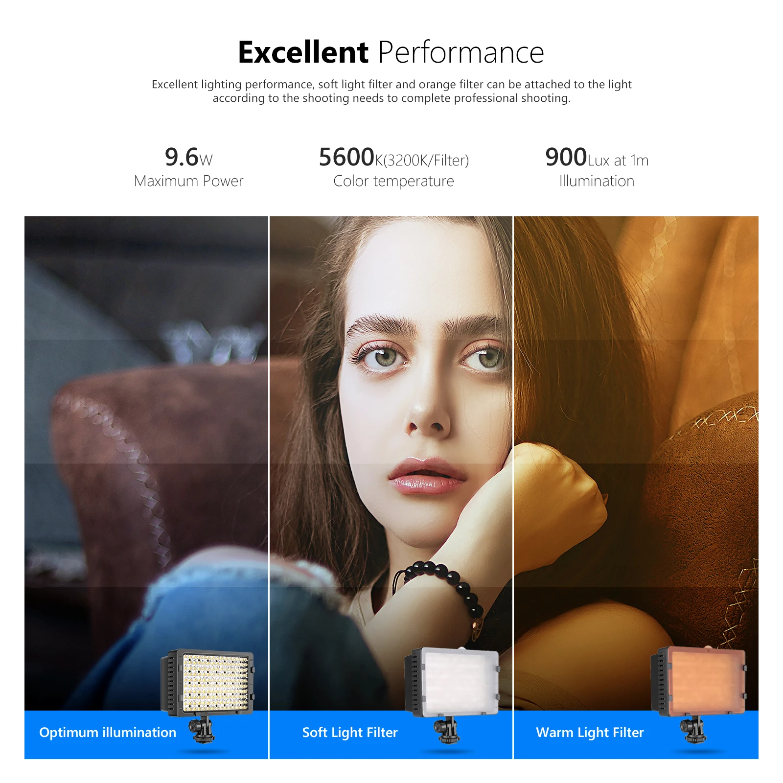 Neewer 160 LED CN-160 디밍이 가능한 초고전력 패널 디지털 카메라/캠코더 비디오 조명, 디지털 SLR 카메라용 LED 조명