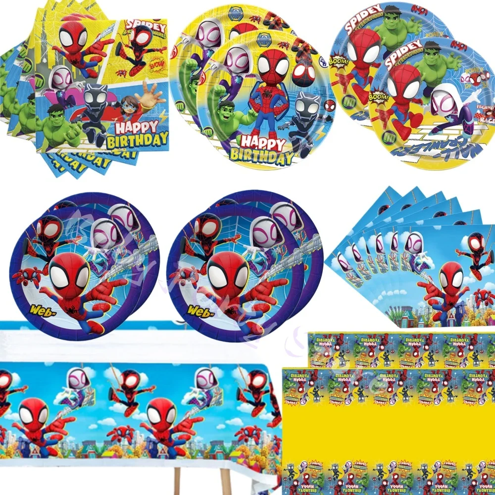Spider-Man und seine fantastischen Freunde Geburtstagsdekorations-Set Teller Becher Tischdecke Hintergrund Ballons Partydeko Geschenke – Detail 1