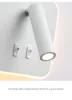 Modern Minimalist Led Wall Lamp USB Charging Indoor Bedroom Lamp Hotel Bedside Reading Lamp Wall Lights Sconce Switch AC 90~240V 6