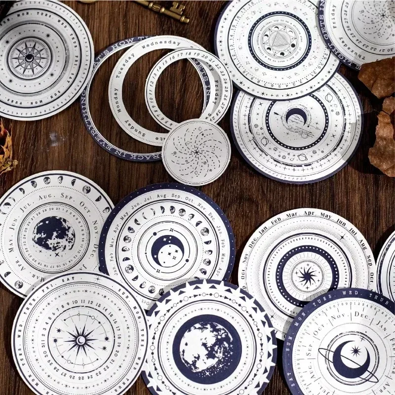 24Pcs Stickers Time Story circular border Supplies account free match materials package Package Scrapbooking cutting 113*87mm