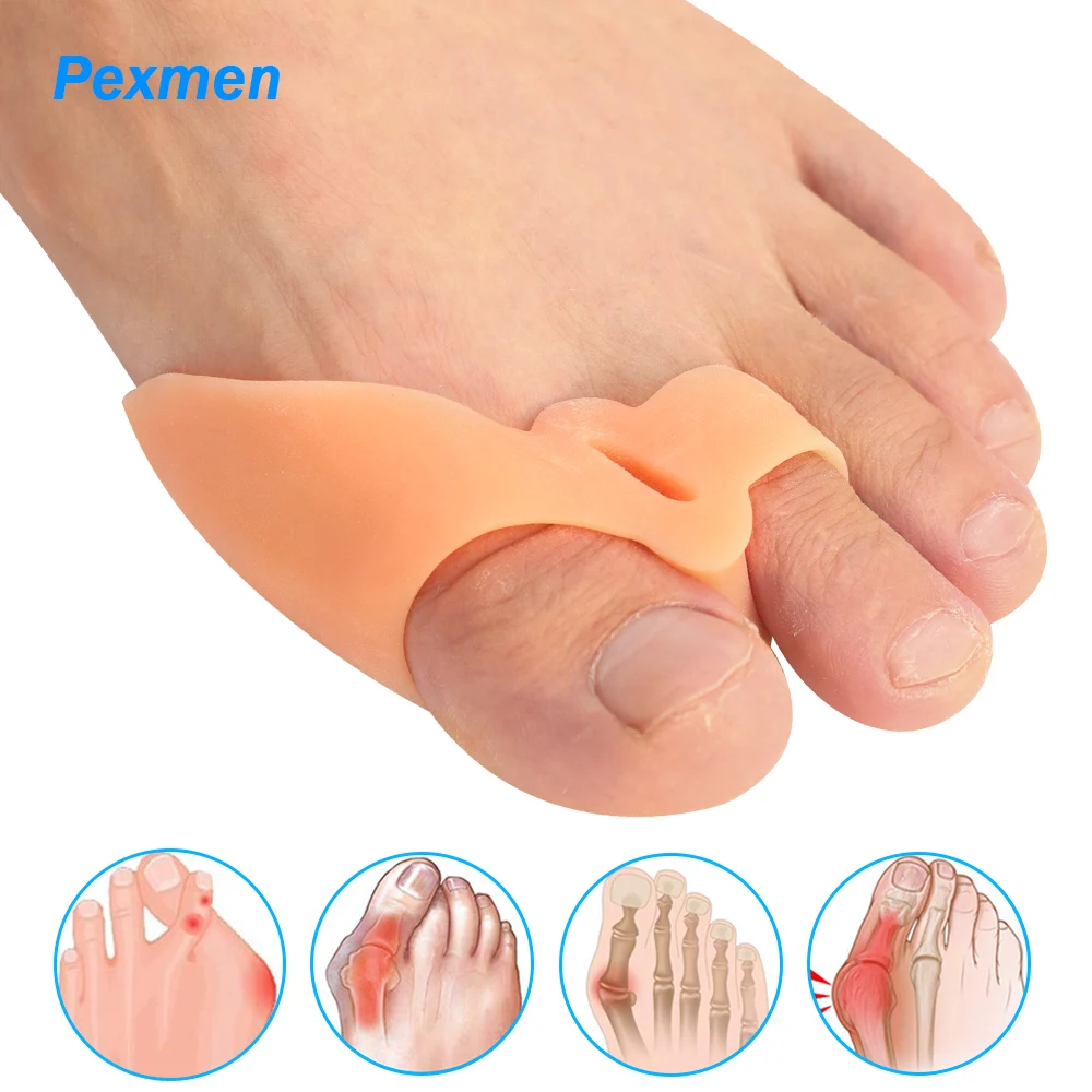 Pexmen 2Pcs Gel Bunion Corrector Toe Separator Spacer Silicone Toe Straighter for Hallux Valgus Overlapping Hammertoe Protector