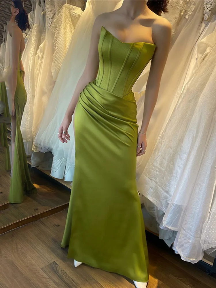 green corset prom dress