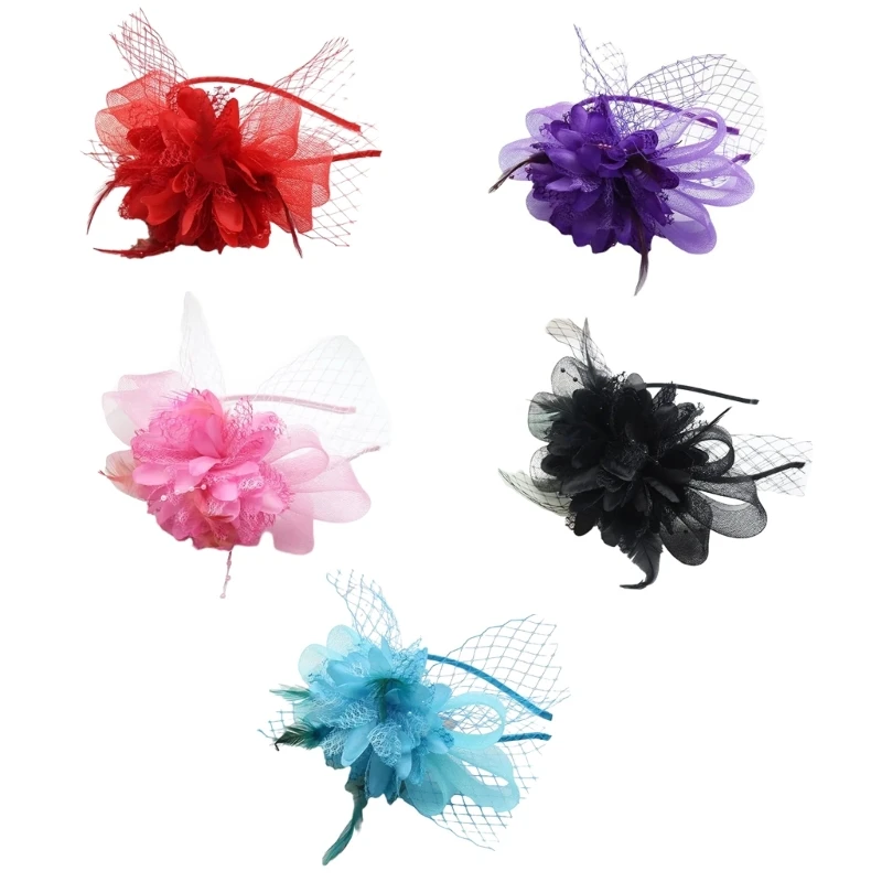 

Women Halloween Cosplay Hairband Delicate Feather Yarn Flower Banquet Hairband