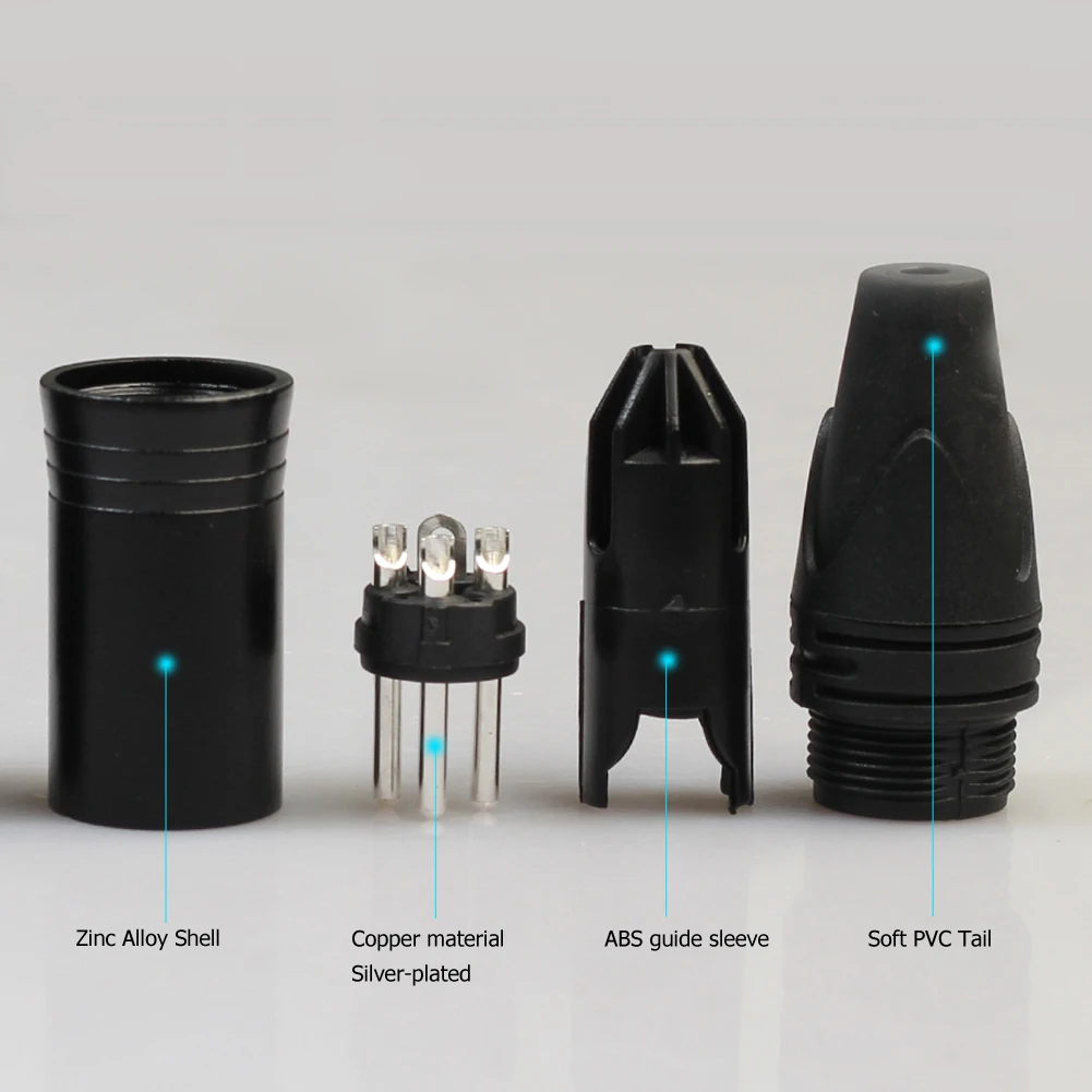 10Pcs DIY Microphone XLR 3Pin Male Plug Connector Cable Solder Plug MIC Adapter Earphone Light for Speaker Transmission