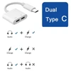 2 in 1 Dual Type C Headphone Adapter USBC Splitter Jack AUX Audio Charging Converter for Huawei Samsung Xiaomi 4