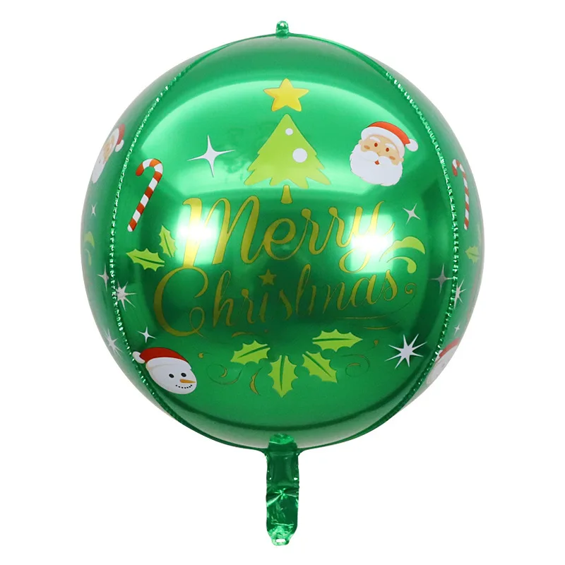 thumbnail image 1 of Globo de película de aluminio de 22 pulgadas, bola 4D, bola verde con estampado de letras de Papá Noel, bola decorativa para fiesta, juguete para niños, 1 of 5