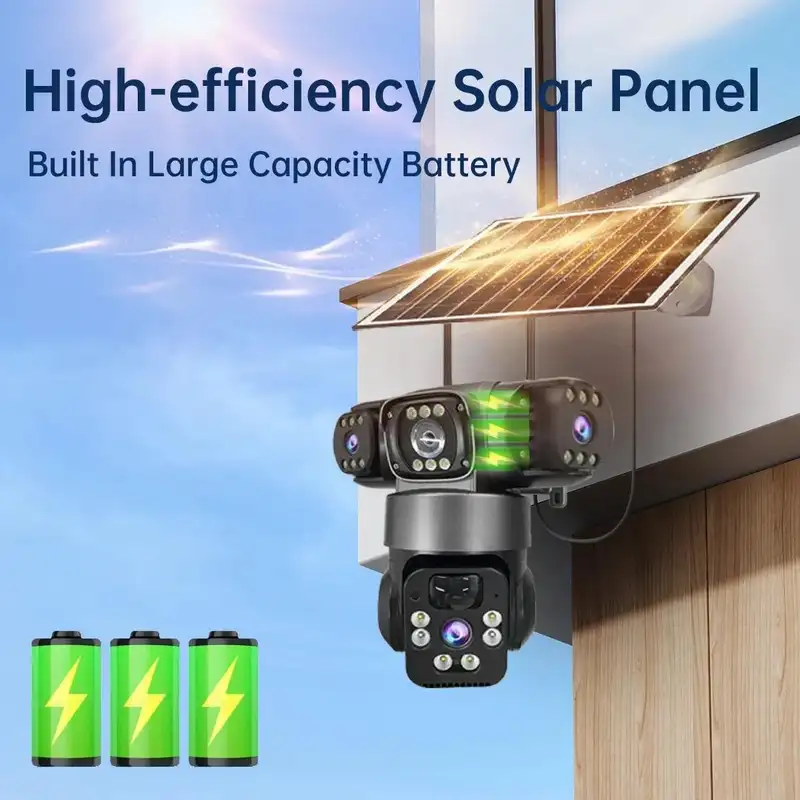 15MP IP Wifi Camera Solar Camera Outdoor 3 Lens 3 Screen 10X Zoom PIR Human Detect Cameras Night Vision CCTV Security Protection - Image 4