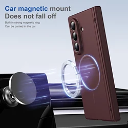 Full Cover Magnetic Case with Tempered Glass Film and Anti - Fingerprint Protection for Galaxy Z Fold 8 Ultra (Red)